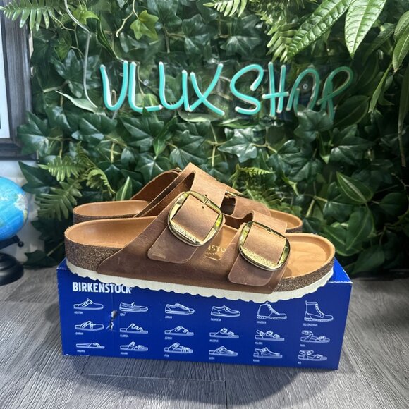 Birkenstock Arizona Big Buckle Waxy Oiled Leather Exquisite Cognac